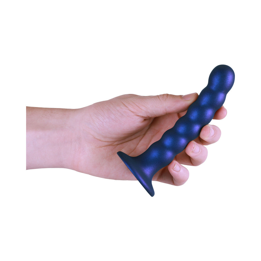 Shots Ouch! Beaded Silicone 5 In. G-Spot Dildo Metallic Blue