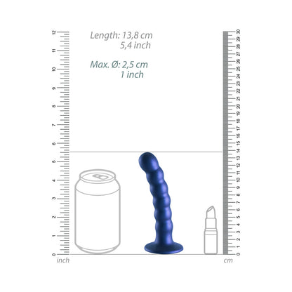 Shots Ouch! Beaded Silicone 5 In. G-Spot Dildo Metallic Blue