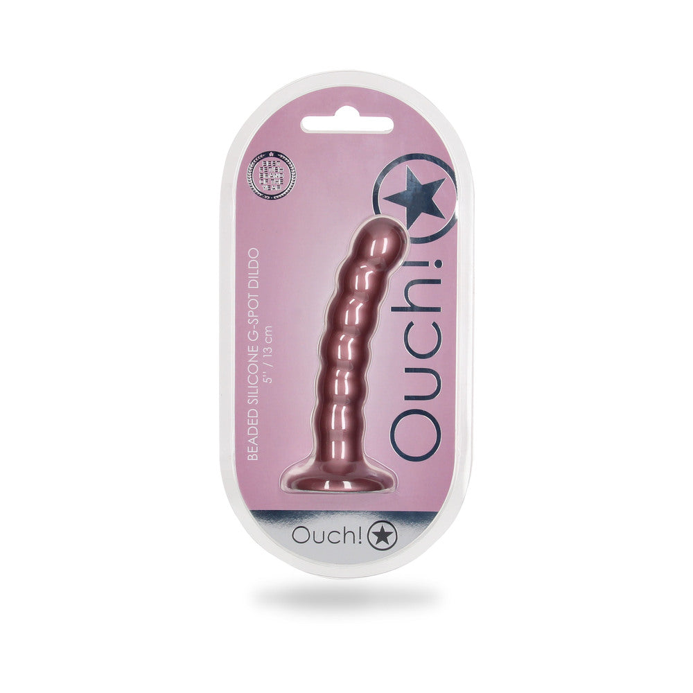 Shots Ouch! Beaded Silicone 5 In. G-Spot Dildo Rose Gold