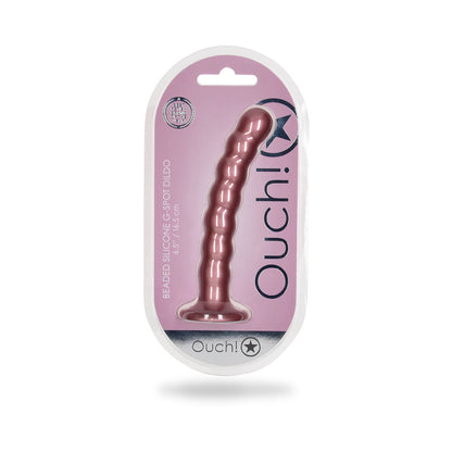 Shots Ouch! Beaded Silicone 6.5 In. G-Spot Dildo Rose Gold