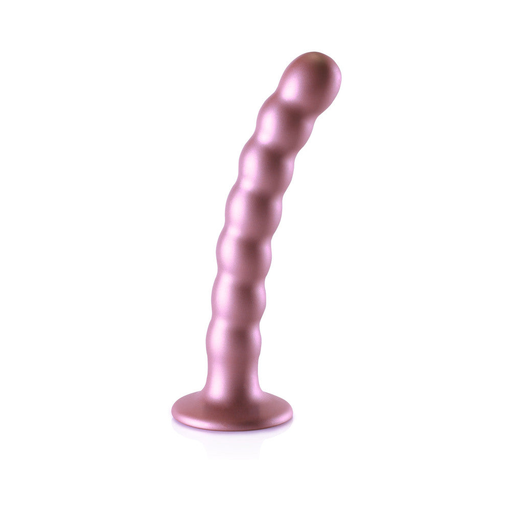 Shots Ouch! Beaded Silicone 6.5 In. G-Spot Dildo Rose Gold