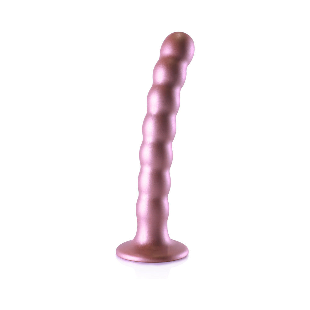 Shots Ouch! Beaded Silicone 6.5 In. G-Spot Dildo Rose Gold