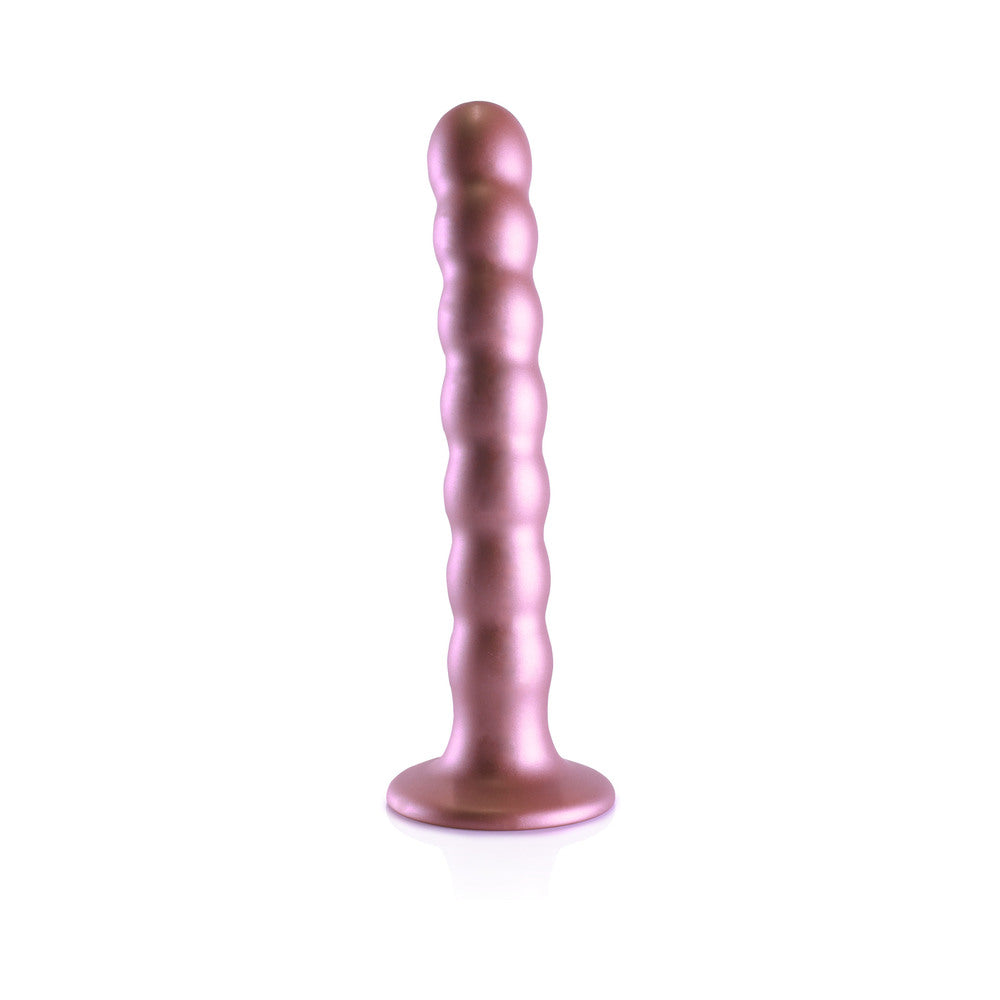 Shots Ouch! Beaded Silicone 6.5 In. G-Spot Dildo Rose Gold