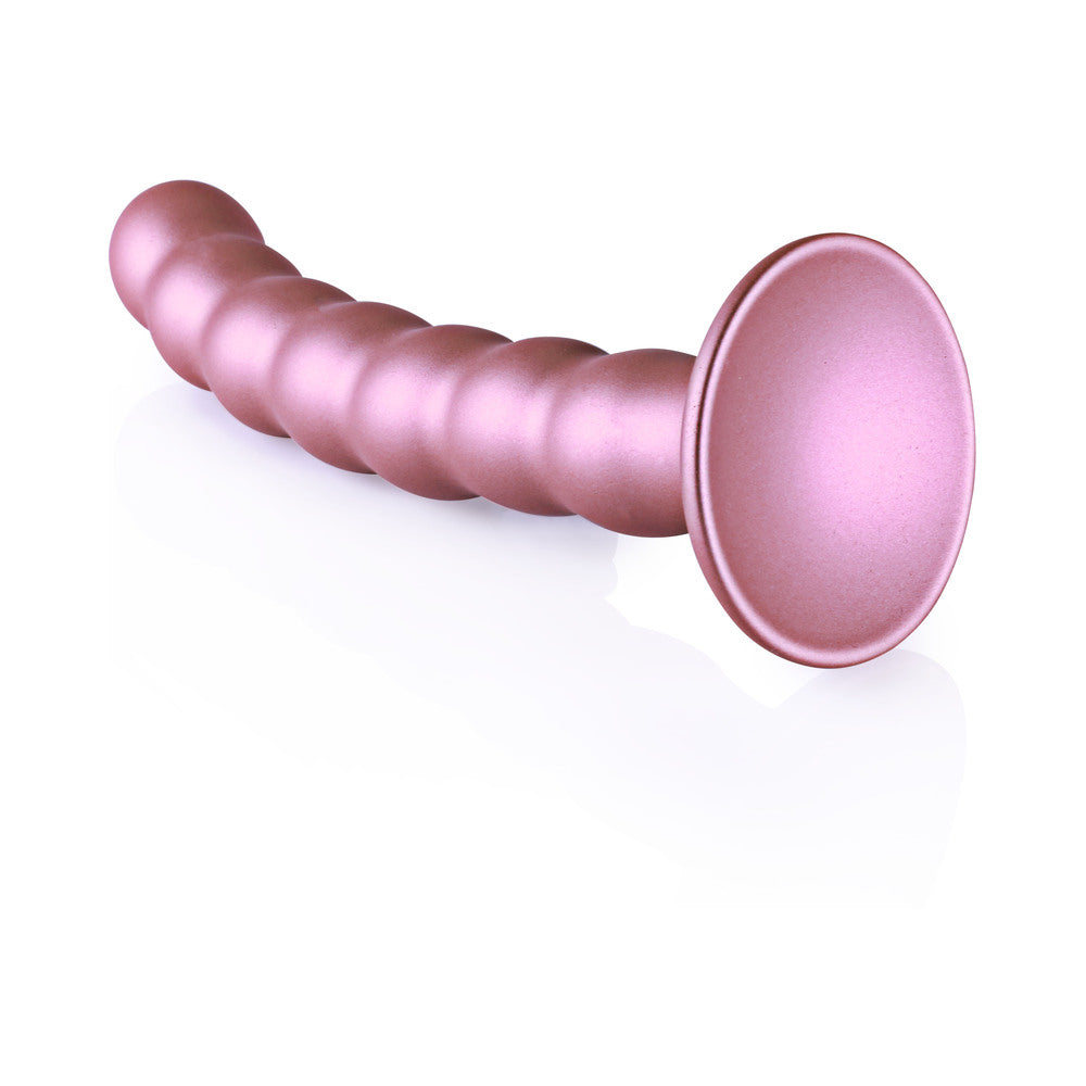 Shots Ouch! Beaded Silicone 6.5 In. G-Spot Dildo Rose Gold