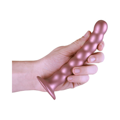 Shots Ouch! Beaded Silicone 6.5 In. G-Spot Dildo Rose Gold