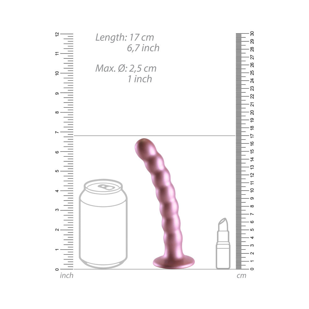 Shots Ouch! Beaded Silicone 6.5 In. G-Spot Dildo Rose Gold