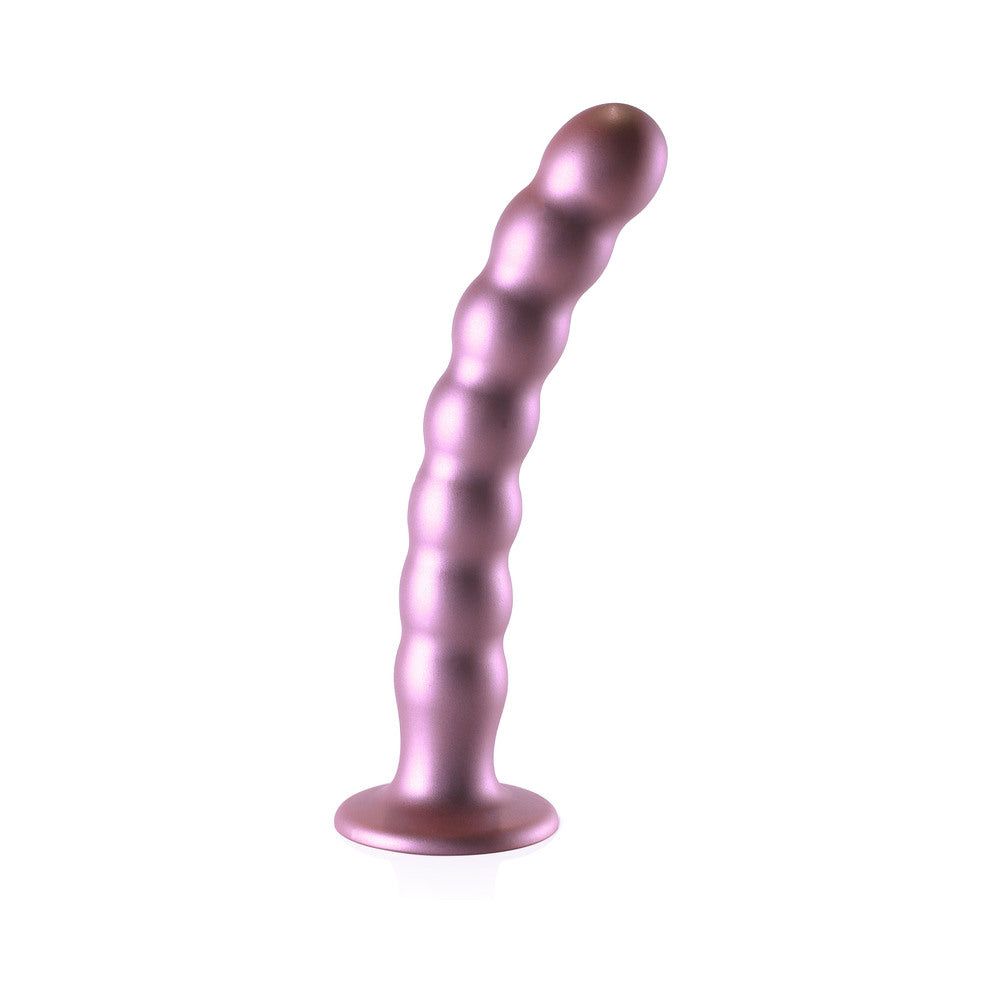 Shots Ouch! Beaded Silicone 8 In. G-Spot Dildo Rose Gold