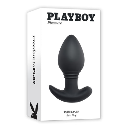 Playboy Plug &amp; Play Rechargeable Remote Controlled Vibrating Silicone Anal Plug Navy