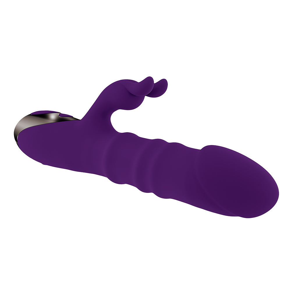 Playboy Hop To It Rechargeable Thrusting Silicone Dual Stimulation Vibrator Acai