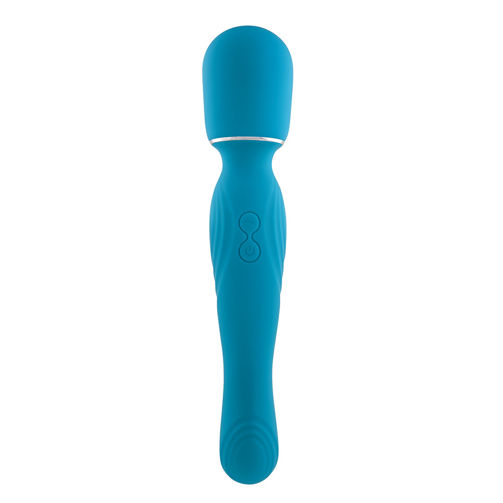 Gender X Double The Fun Rechargeable Dual Ended Silicone Wand Vibrator Teal