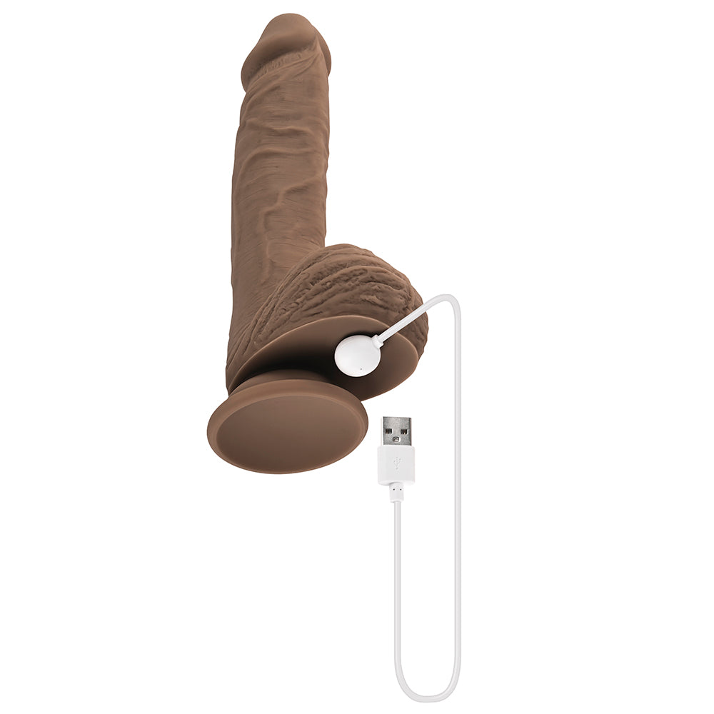 Evolved Full Monty Rechargeable Remote-Controlled Thrusting Twirling 9 In. Silicone Dildo Dark