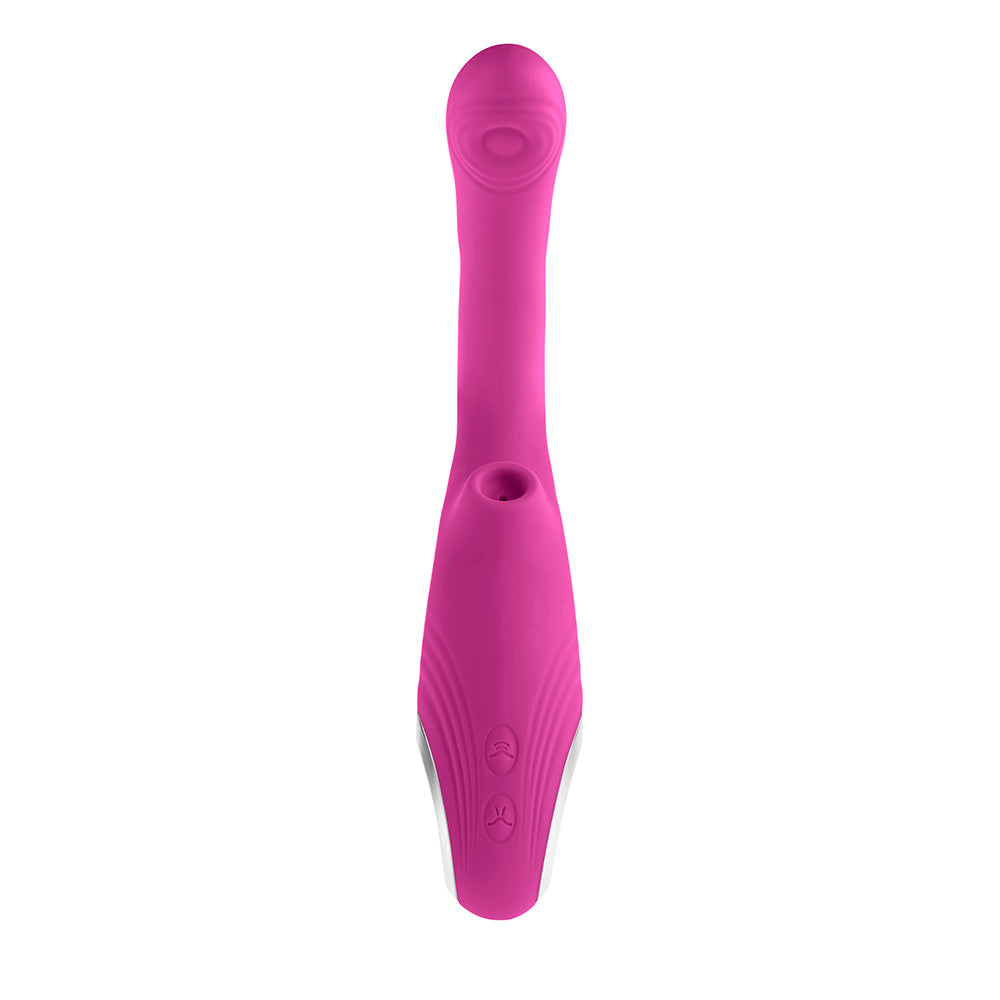 Evolved Strike A Pose Rechargeable Posable Tapping Suction Silicone Vibrator Pink