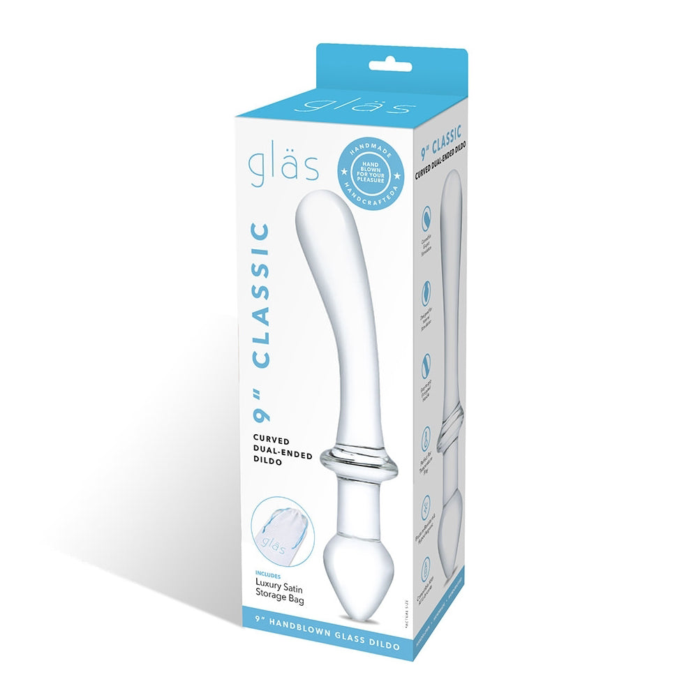 Glas Classic 9 In. Curved Dual-Ended Glass Dildo