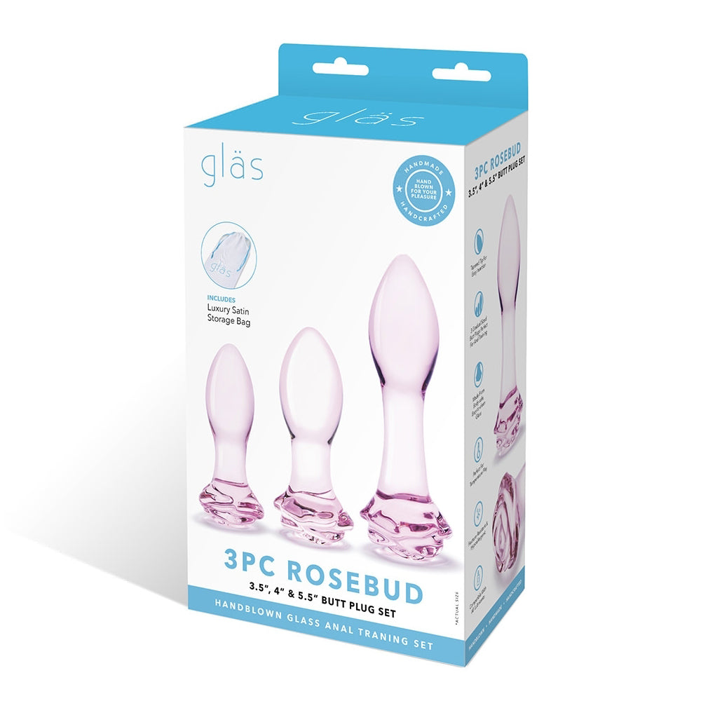 Glas Rosebud 3-Piece Glass Anal Plug Set