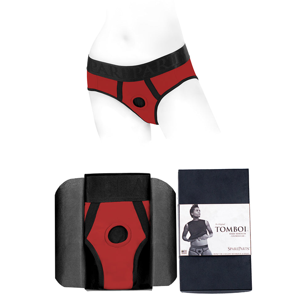 Spareparts Tomboi Nylon Briefs Harness Red/Black Size Xxs