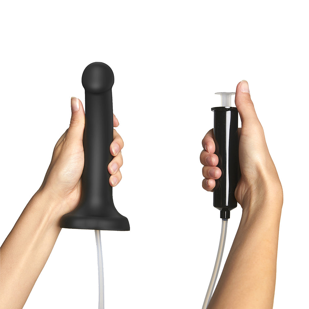 Strap-On-Me Squirting Cum Semi-Realistic Silicone Dildo Black S (Fluid Not Included)