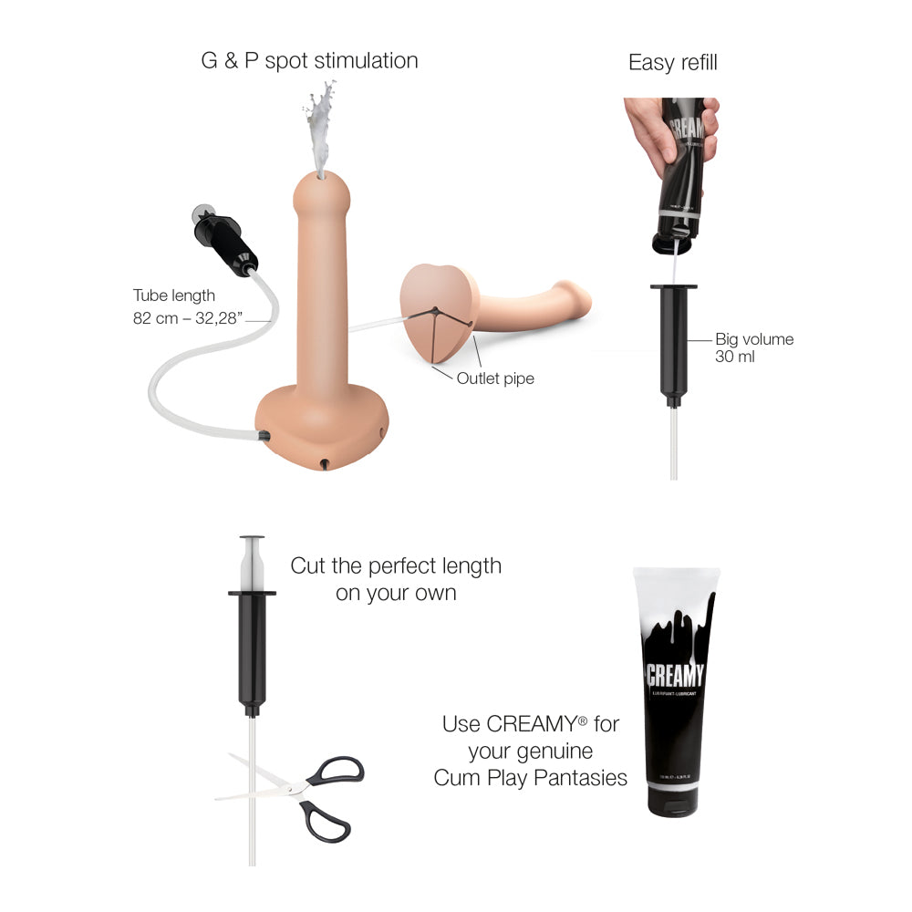 Strap-On-Me Squirting Cum Semi-Realistic Silicone Dildo Vanilla S (Fluid Not Included)