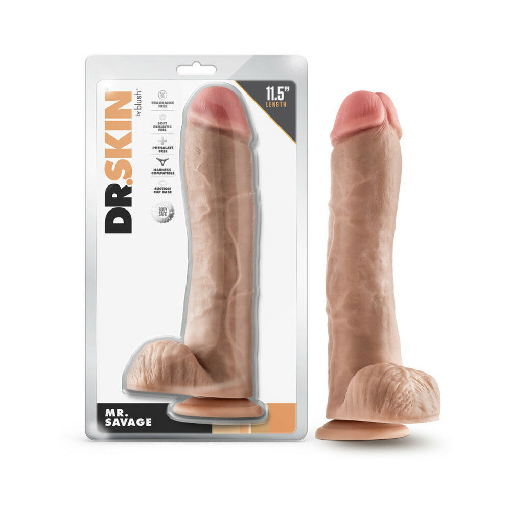 Dr Skin Mr Savage 11.5 Dildo Balls Beige