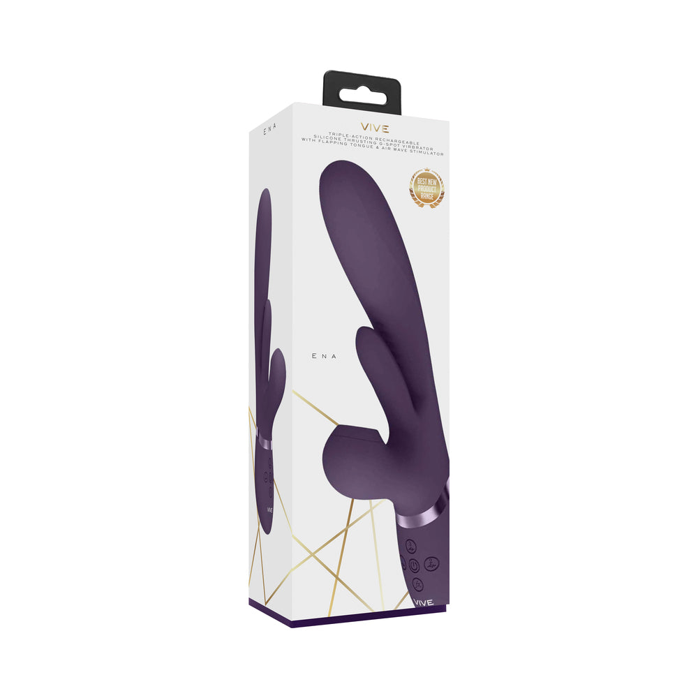 Vive Ena Rechargeable Thrusting Silicone G-Spot Vibrator With Flapping Tongue And Air Wave Stimulato