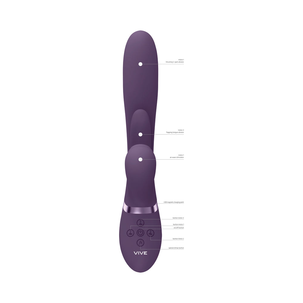 Vive Ena Rechargeable Thrusting Silicone G-Spot Vibrator With Flapping Tongue And Air Wave Stimulato