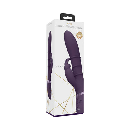 Vive Sora Rechargeable Silicone G-Spot Rabbit Vibrator With Up &amp; Down Stimulating Rings Purple