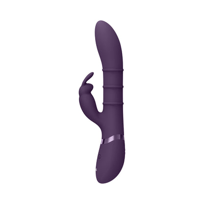 Vive Sora Rechargeable Silicone G-Spot Rabbit Vibrator With Up &amp; Down Stimulating Rings Purple