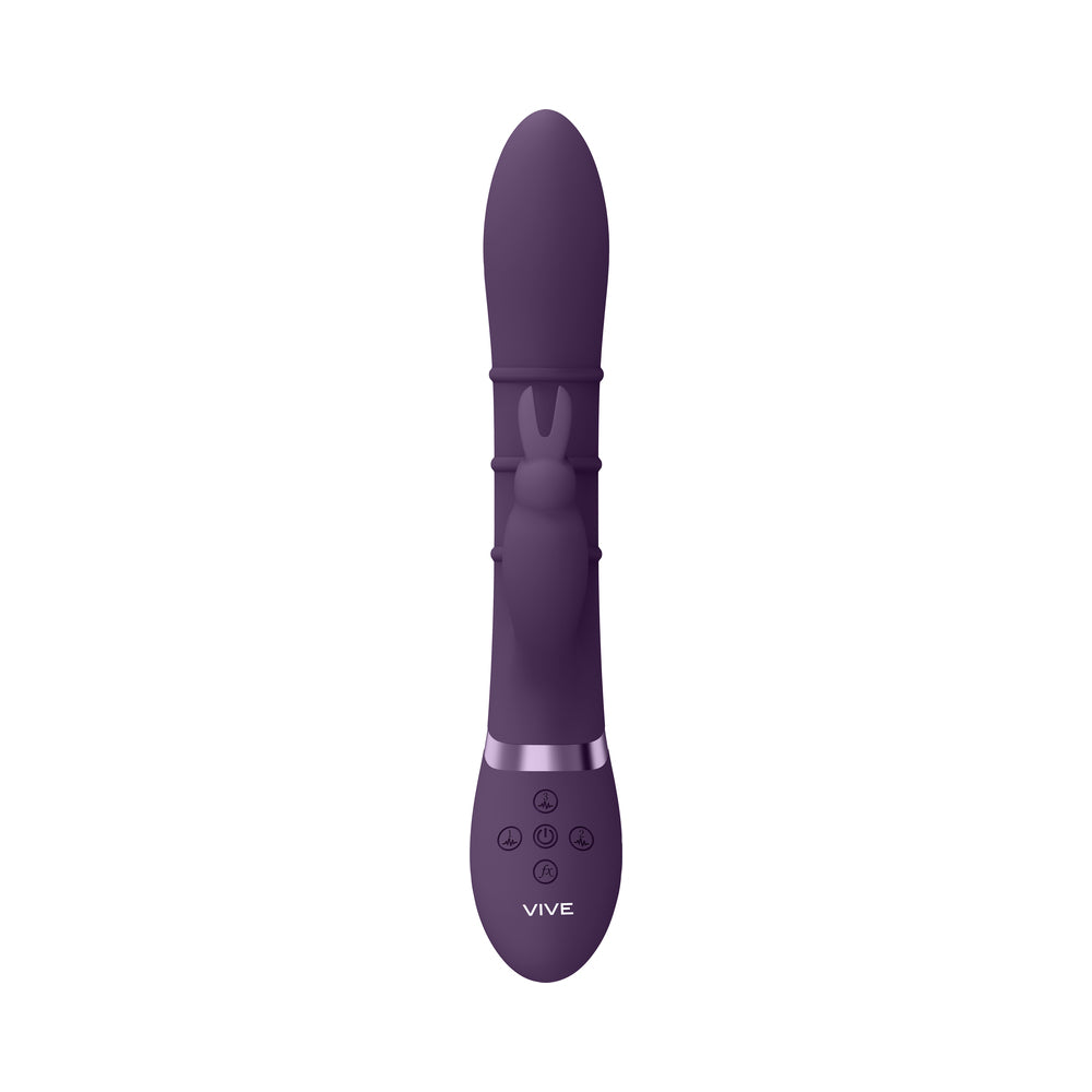 Vive Sora Rechargeable Silicone G-Spot Rabbit Vibrator With Up &amp; Down Stimulating Rings Purple