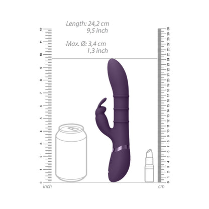 Vive Sora Rechargeable Silicone G-Spot Rabbit Vibrator With Up &amp; Down Stimulating Rings Purple