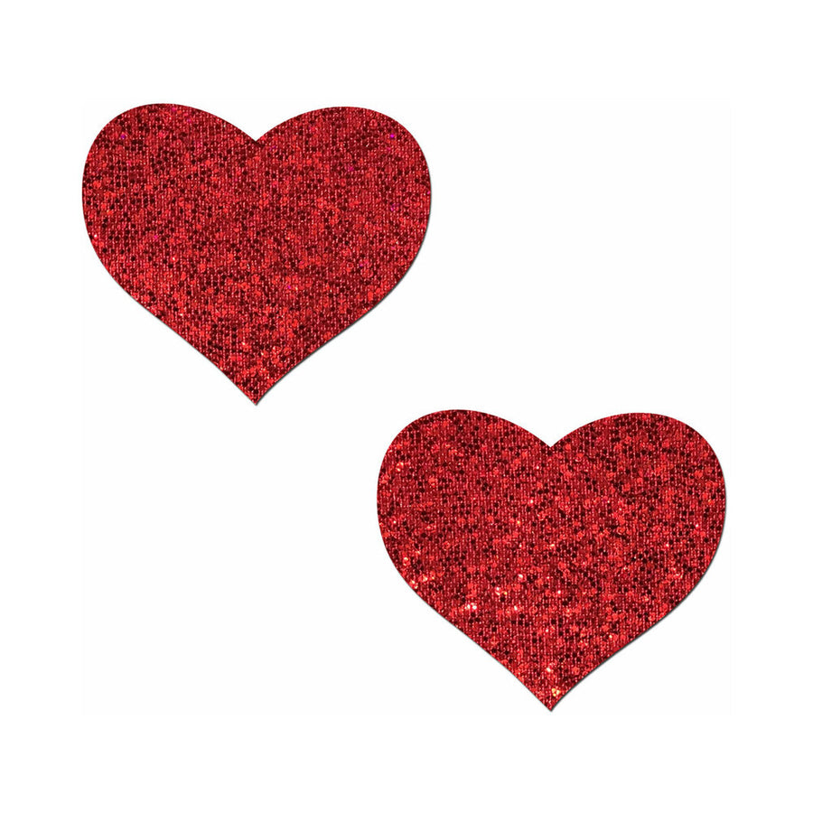 Heart Red Glitter Pasties O/S