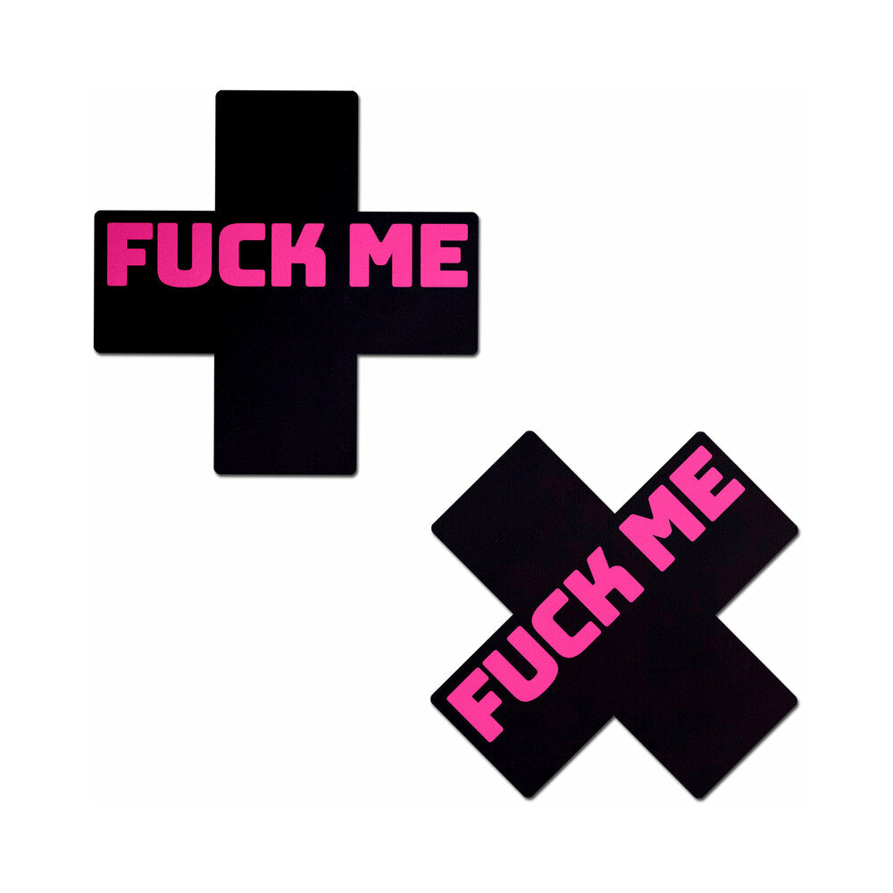 Pastease Liquid Black Cross Pink F*Ck Me Pasties