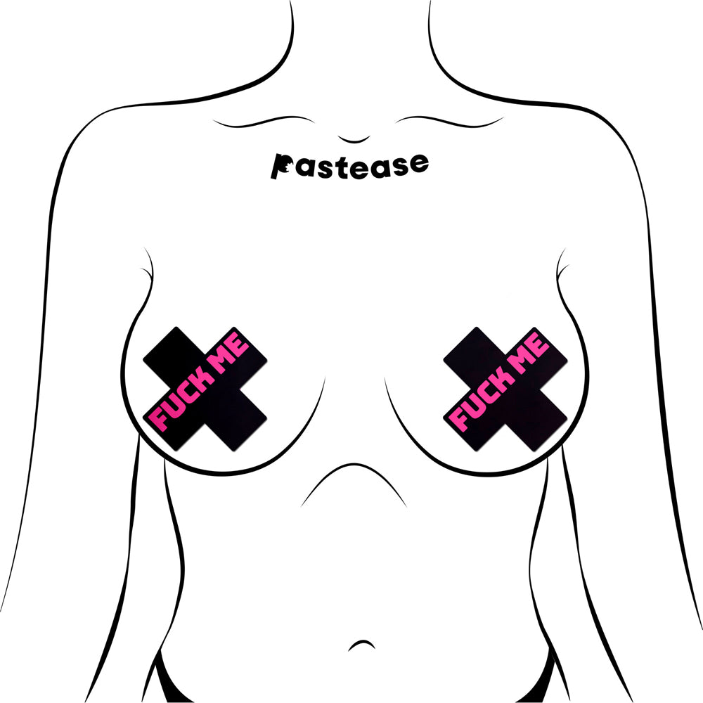 Pastease Liquid Black Cross Pink F*Ck Me Pasties