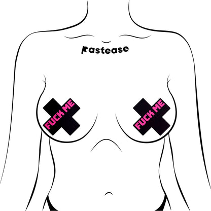 Pastease Liquid Black Cross Pink F*Ck Me Pasties