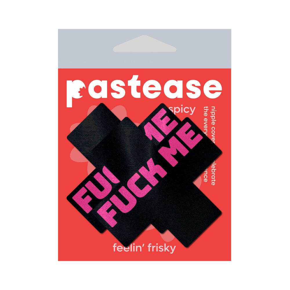 Pastease Liquid Black Cross Pink F*Ck Me Pasties