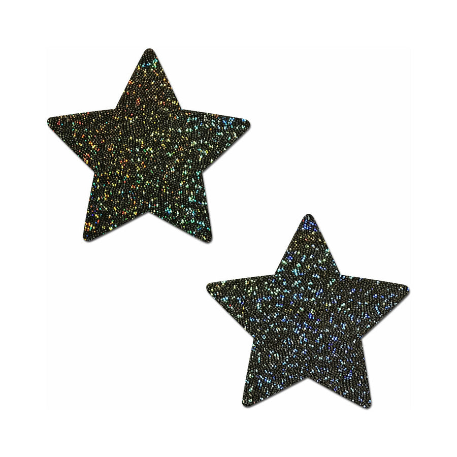 Rockstar Black Glitter Star Pasties O/S