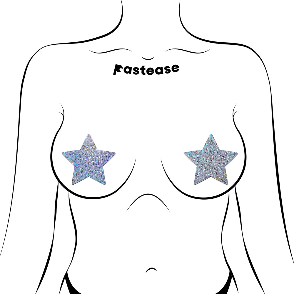 Rockstar Silver Glitter Star Pasties O/S