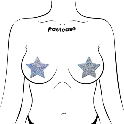 Rockstar Silver Glitter Star Pasties O/S