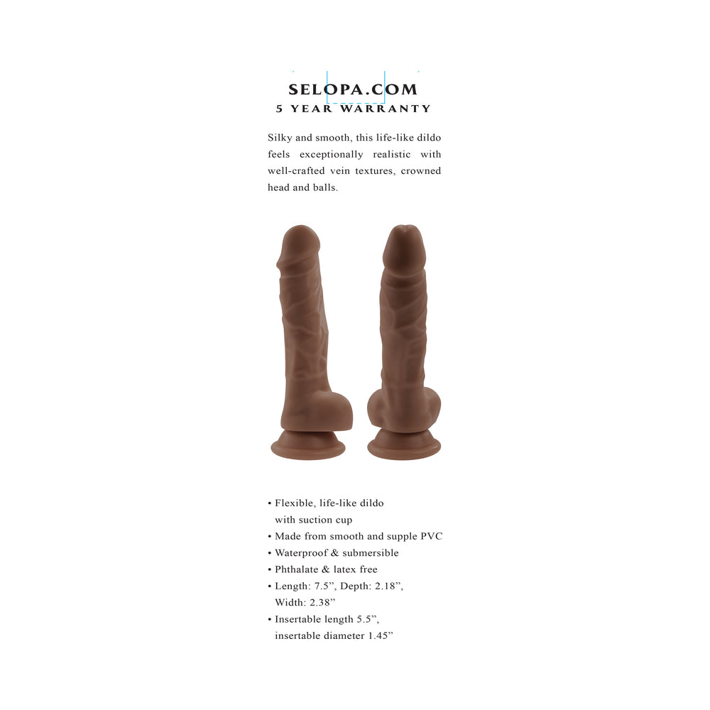 Selopa 6 In. Natural Feel Dildo Dark