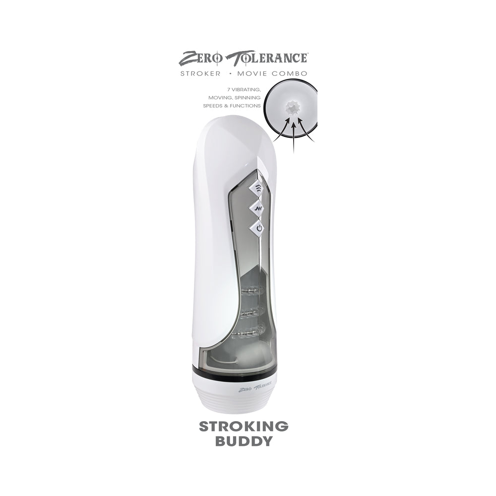 Zero Tolerance Stroking Buddy Rechargeable Vibrating Stroker White