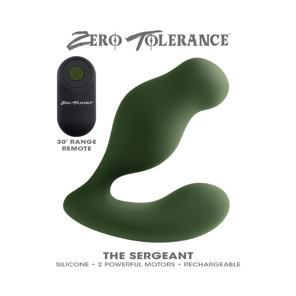 Zero Tolerance The Sergeant Rechargeable Vibrating Prostate Anal Vibe Silicone Green