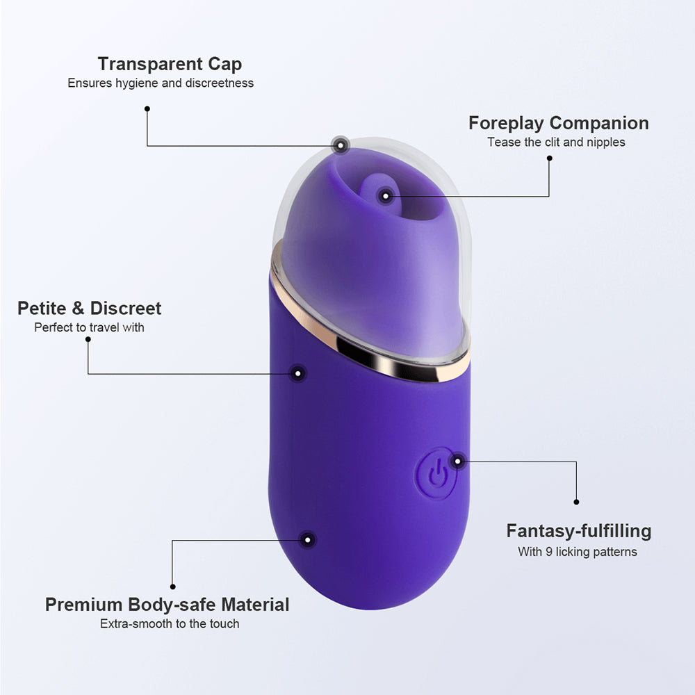 Abby Mini Clit Licking Vibrator Tongue Sex Toy - Purple