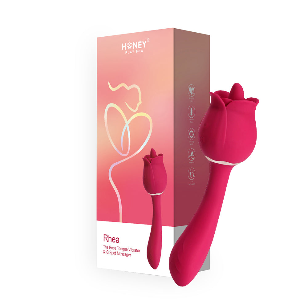 Rhea The Rose Clit Tongue Licking Vibrator And G-Spot Massager Red