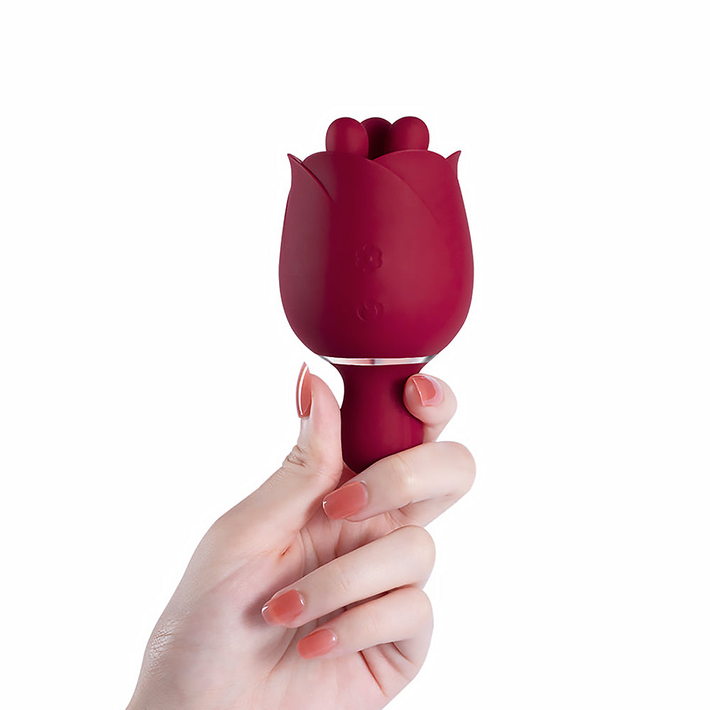 Rosewyn Rotating Rose Vibrator And Pinpoint Stimulator Red