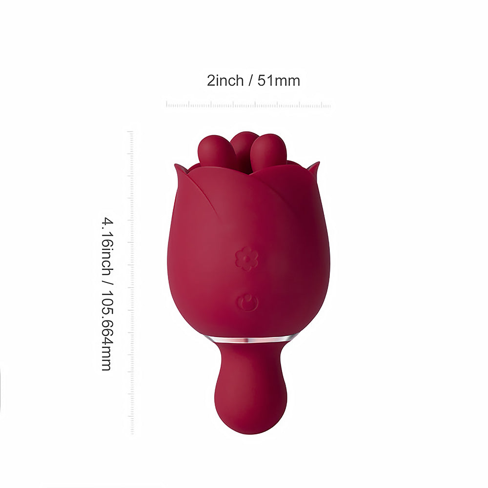 Rosewyn Rotating Rose Vibrator And Pinpoint Stimulator Red