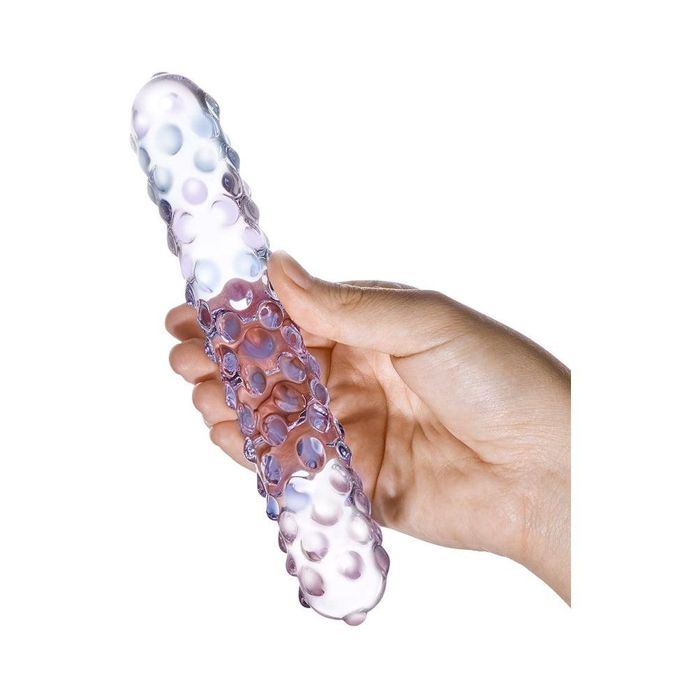 Purple Rose Nubby Glass Dildo