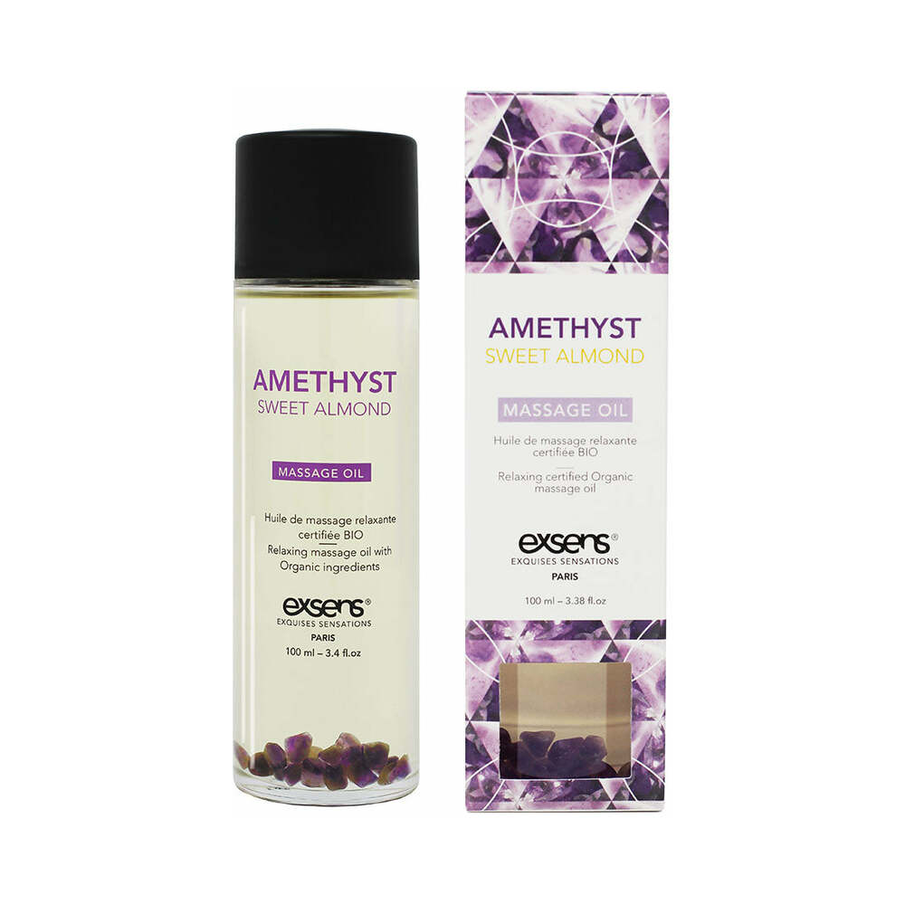 Exsens Of Paris Organic Massage Oil W/Stones - Amethyst Sweet Almond