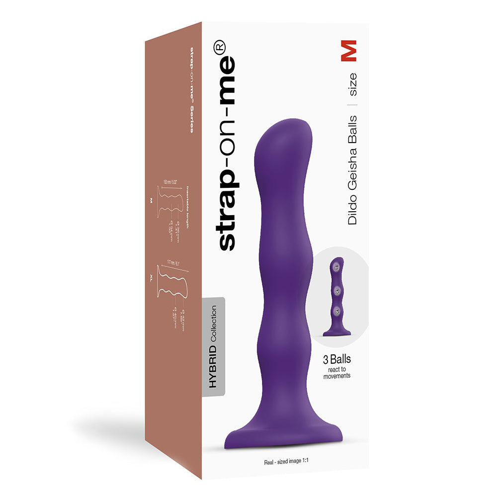 Strap-On-Me Geisha Dildo With Balls Size Medium - Purple