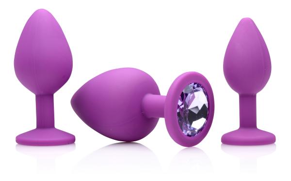 Frisky 3 Piece Silicone Anal Plugs with Gems-Frisky-Sexual Toys®