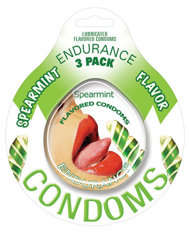 Lubricated Flavored Endurance Condoms 3 Per Pack Spearmint-blank-Sexual Toys®