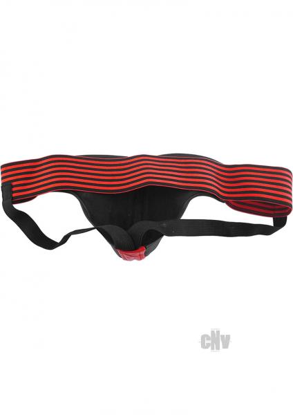 Rouge Leather Jockstrap Stripes Red Black XL-blank-Sexual Toys®