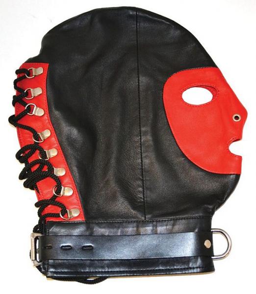 Rouge Mask W/d Ring And Lock Strap Blk/red-blank-Sexual Toys®